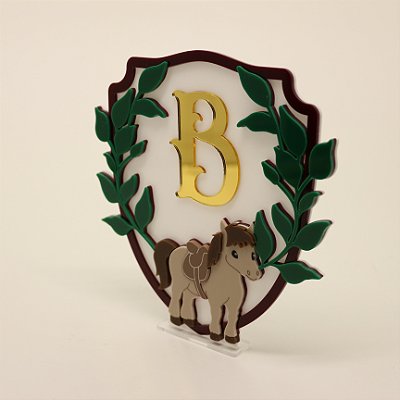 Cenário Cavalinho com Inicial - Fazendinha - 14cm - 1 unidade