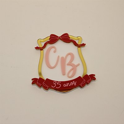 Brasão com Inicial e Laço - Laços - 9cm - 1 unidade