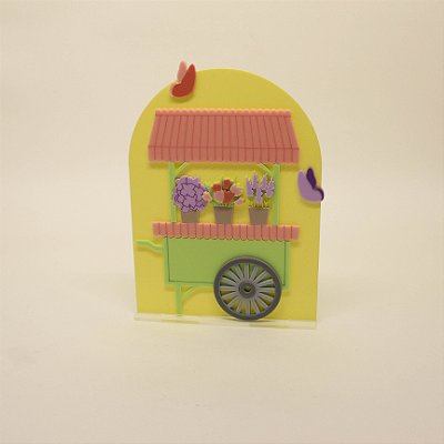 Cenário Carrinho de Flores - Jardim - 16cm - 1 unidade