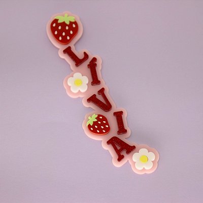 Aplique Nome com Morangos para Batata Grande - Moranguinho - 14cm - 1 unidade