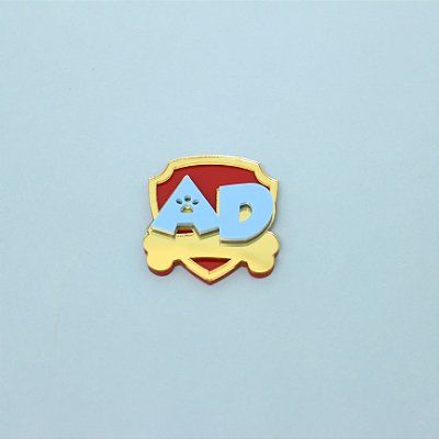 Aplique inicial Brasão - Patrulha Canina - 5cm - 1 unidade