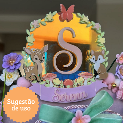 Cenário com Inicial e Animais - Bosque - 12cm - 1 unidade
