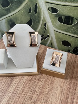 Conjunto Retangular Cravejado