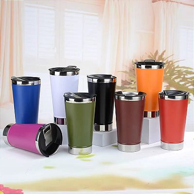 Copo Térmico Tipo Stanley Com Tampa e Abridor 473ml – Sem Estampa.