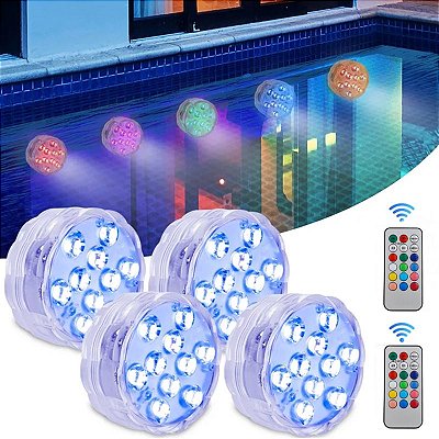 Luz Led Piscina Decorativa Colorido RGB Com Controle Remoto.
