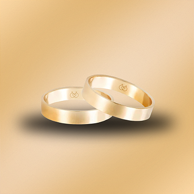 PAR DE ALIANÇAS DE CASAMENTO, OURO 18K, 4,0MM