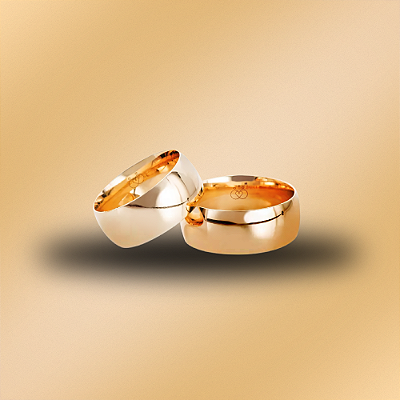 PAR DE ALIANÇAS DE CASAMENTO, OURO 18K, 8,0MM, REDONDA LARGA