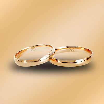PAR DE ALIANÇAS DE CASAMENTO, OURO 18K, 3,0MM