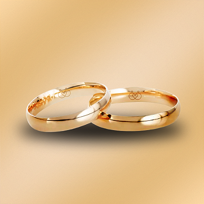 PAR DE ALIANÇAS DE CASAMENTO, OURO 18K, 3,5MM, ANATÔMICA