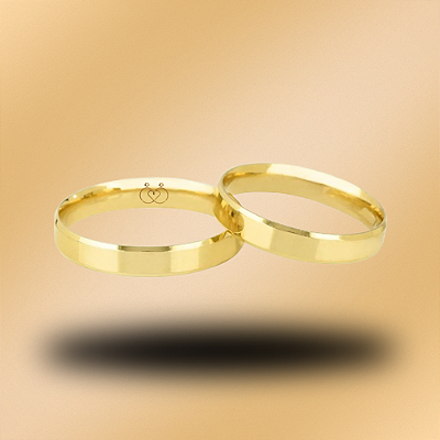 PAR DE ALIANÇAS DE CASAMENTO, OURO 18K, FRISOS LATERAIS
