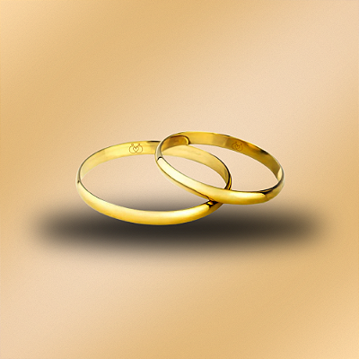 PAR DE ALIANÇAS DE CASAMENTO, OURO 18K, 2,1MM
