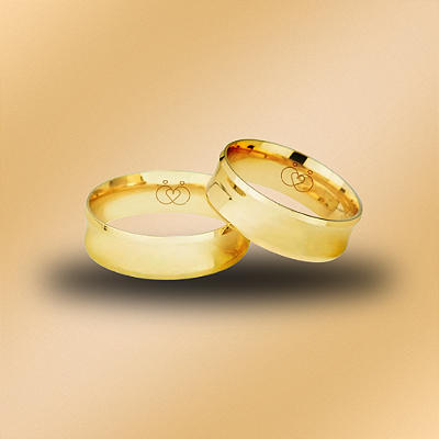 PAR DE ALIANÇAS DE CASAMENTO, OURO 18K, ANATÔMICA, CURVADA, 6,0MM