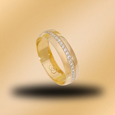 PAR DE ALIANÇAS DE CASAMENTO, OURO 18K, com diamantes