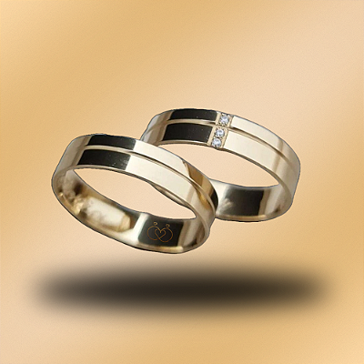 PAR DE ALIANÇAS DE CASAMENTO, OURO 18K, 3mm com diamantes