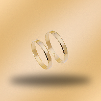 PAR DE ALIANÇAS DE CASAMENTO, OURO 18K, 3MM