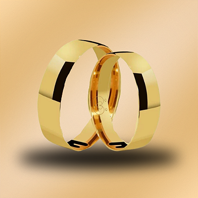 PAR DE ALIANÇAS DE CASAMENTO, OURO 18K, 4,8MM