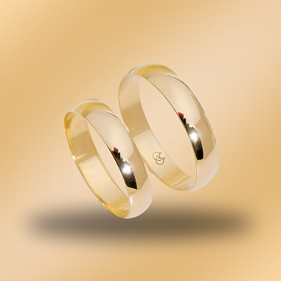 PAR DE ALIANÇAS DE CASAMENTO, OURO 18K, 4MM