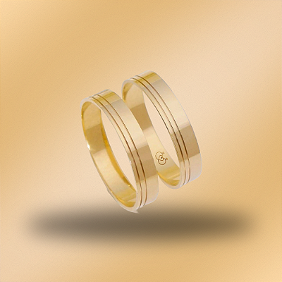 PAR DE ALIANÇAS DE CASAMENTO, OURO 18K, 4MM