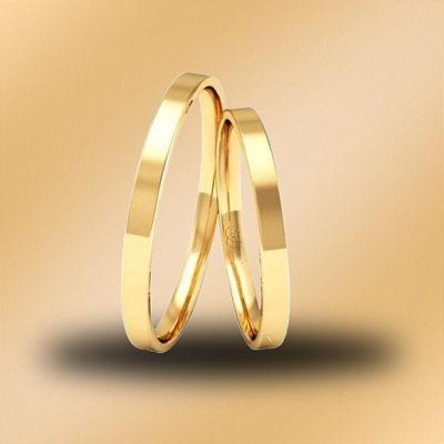 PAR DE ALIANÇAS DE CASAMENTO, OURO 18K, 2,5MM