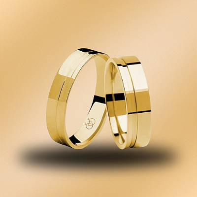 PAR DE ALIANÇAS DE CASAMENTO, OURO 18K, 4MM