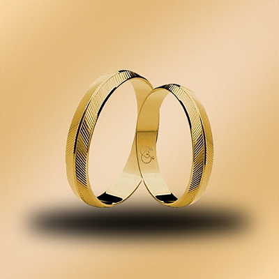 PAR DE ALIANÇAS DE CASAMENTO, OURO 18K, 4MM
