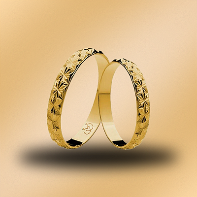 PAR DE ALIANÇAS DE CASAMENTO, OURO 18K, 3,2MM