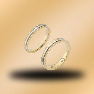 DUPLICADO - PAR DE ALIANÇAS DE CASAMENTO, OURO 18K, 3mm , COM zircônia