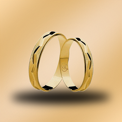 PAR DE ALIANÇAS DE CASAMENTO, OURO 18K, 4mm