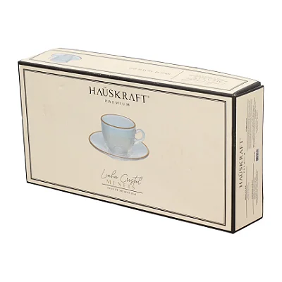 Jogo de Xícara para Café Menfis em Cristal Rainbow com Borda Dourada 85ml - Hauskraft