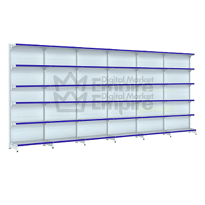 KIT 6 GÔNDOLAS DE AÇO FIT 40 PAREDE ALTURA 2,02M COMPRIMENTO 5,50M