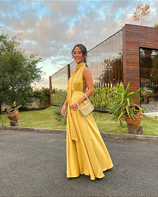 vestido amarração amarelo