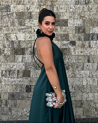 vestido gola removível verde