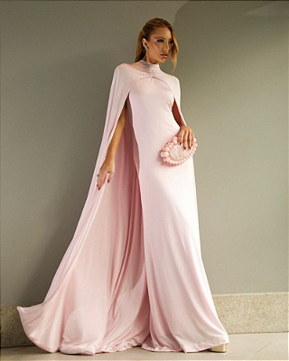 vestido fechado capa rosa bebê
