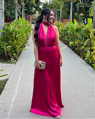 vestido amarração traseira rosa pink