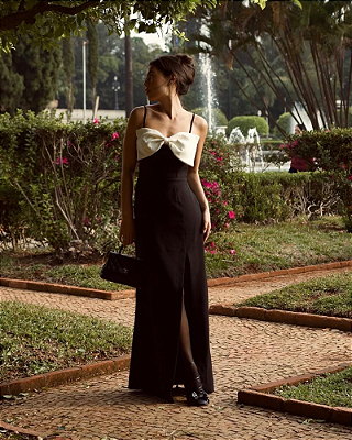 vestido laço busto preto