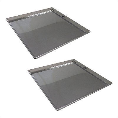 2 Assadeiras Pão Doce Lisas 35 x 35 x 2 cm Inox
