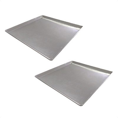 2 Assadeiras Pão Doce Lisas 35 x 35 x 2 cm Alumínio 0,7 mm