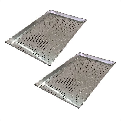 2 Assadeiras Perfuradas 80 x 40 x 3 Alumínio 0,5 mm