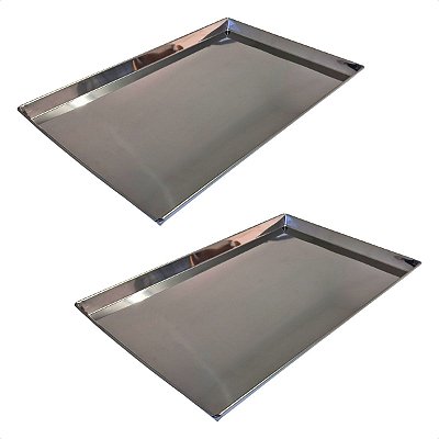 2 Assadeiras Pão Doce Lisas 60 x 40 x 3 cm Inox