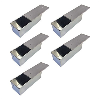 5 Formas Pão Forma c/ Tampa 30 x 10 x 10 cm Alumínio 0,7 mm