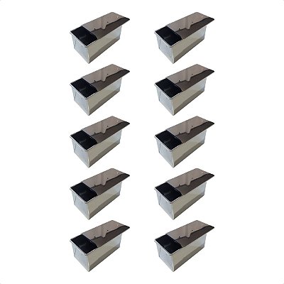 10 Formas Pão Forma c/ Tampa Baby 20 x 10 x 10 cm Inox