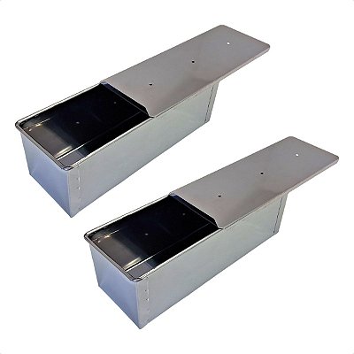 2 Formas Pão Forma c/ Tampa 30 x 12 x 12 cm Inox