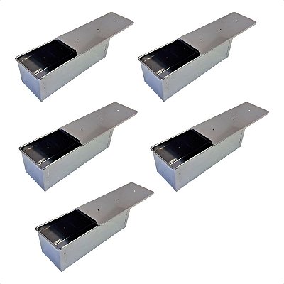 5 Formas Pão Forma c/ Tampa 30 x 10 x 10 cm Inox