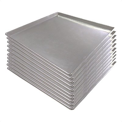 10 Assadeiras Pão Doce Lisas 35 x 35 x 2 cm Alumínio 0,5 mm