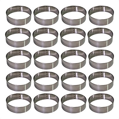 20 Aros Modelador Pão Hambúrguer 13 x 3 cm Inox
