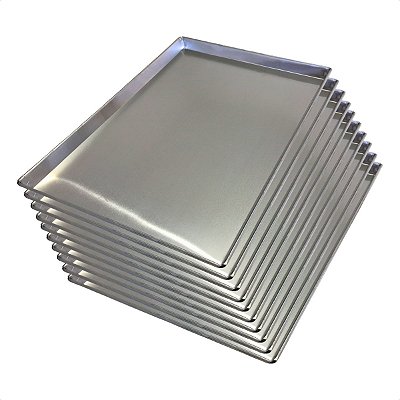10 Assadeiras Pão Doce Lisas 80 x 60 x 3 cm Alumínio 0,7 mm