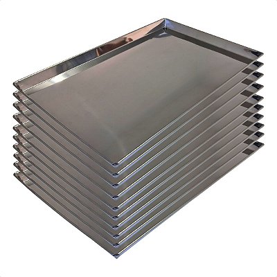 10 Assadeiras Pão Doce Lisas 80 x 40 x 3 cm Inox