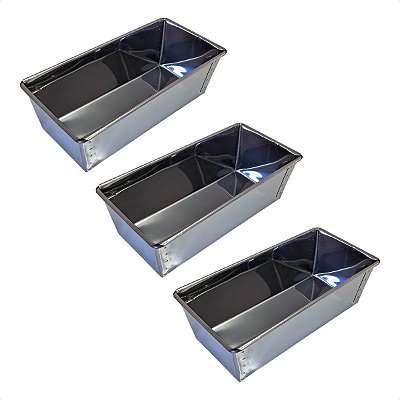 3 Formas Pão Caseiro 23 x 11 x 7,5 cm Inox
