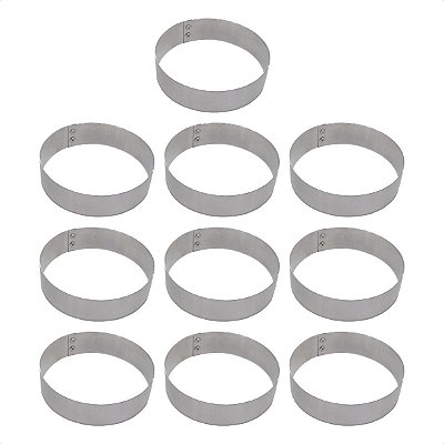 10 Aros Modelador Pão Hambúrguer 11 x 3 cm Alumínio 1,2 mm