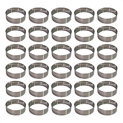 30 Aros Modelador Pão Hambúrguer 10 x 3 cm Inox 0,6 mm